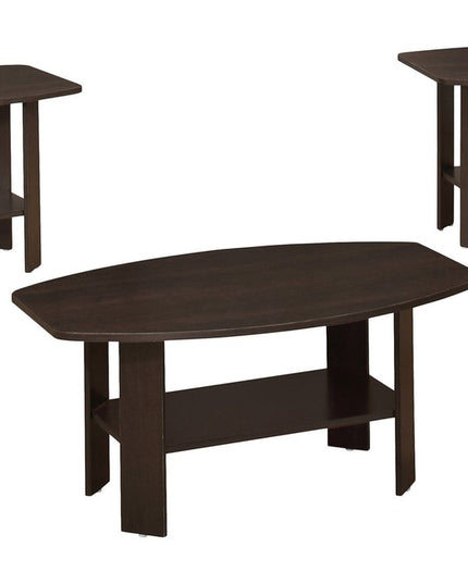 Set of Three 36" Brown Coffee Table With Shelf