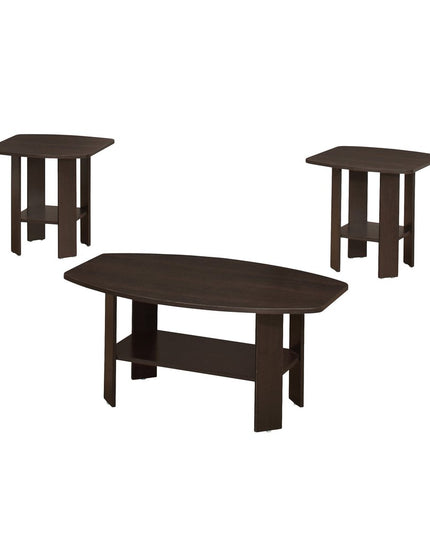 Set of Three 36" Brown Coffee Table With Shelf