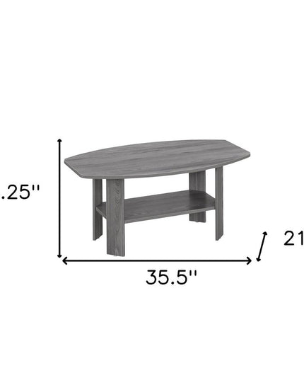 Set of Three 36" Gray Coffee Table With Shelf