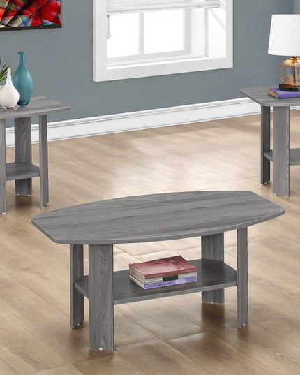 Set of Three 36" Gray Coffee Table With Shelf