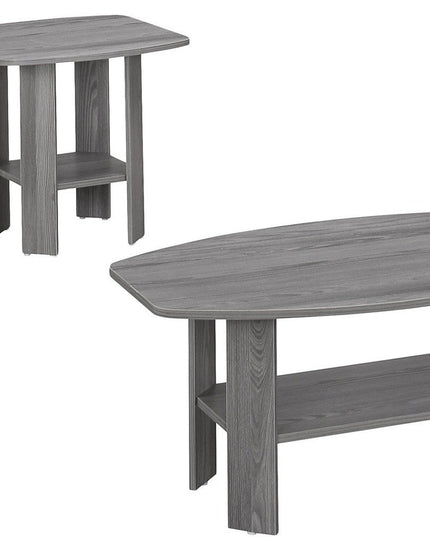 Set of Three 36" Gray Coffee Table With Shelf