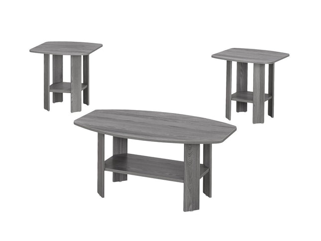 Set of Three 36" Gray Coffee Table With Shelf