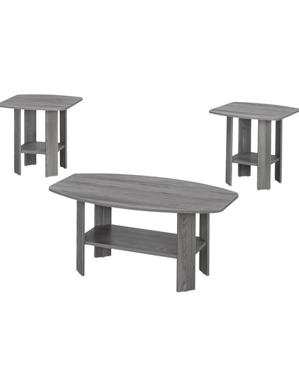 Set of Three 36" Gray Coffee Table With Shelf
