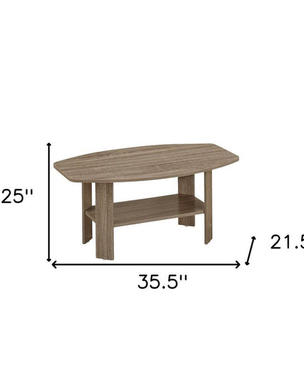 Set of Three 36" Taupe Coffee Table With Shelf