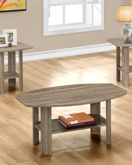 Set of Three 36" Taupe Coffee Table With Shelf