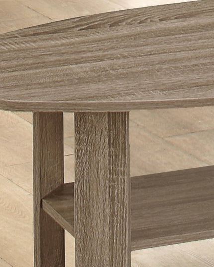 Set of Three 36" Taupe Coffee Table With Shelf