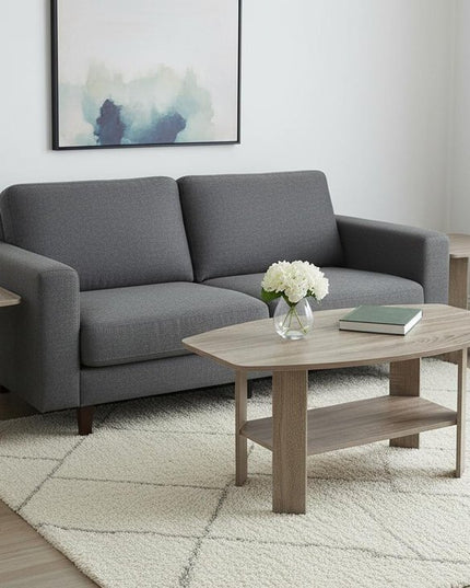 Set of Three 36" Taupe Coffee Table With Shelf