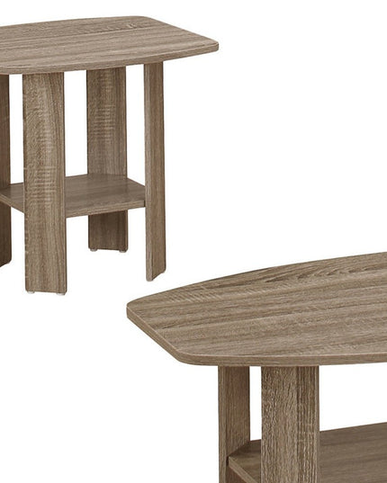 Set of Three 36" Taupe Coffee Table With Shelf