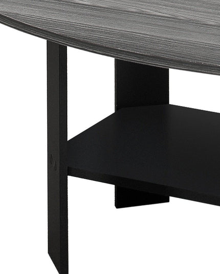 Set of Three 36" Gray And Black Wood Coffee Table With Shelf