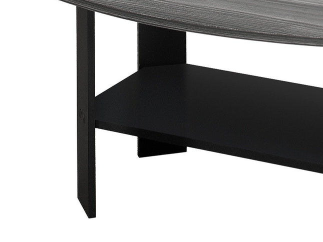 Set of Three 36" Gray And Black Wood Coffee Table With Shelf