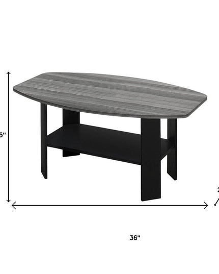 Set of Three 36" Gray And Black Wood Coffee Table With Shelf