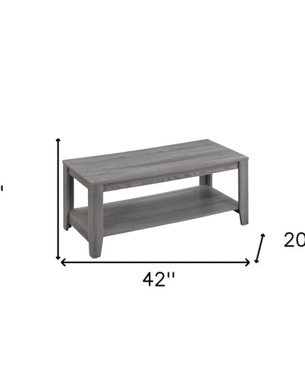 Set of Three 42" Gray Coffee Table With Shelf