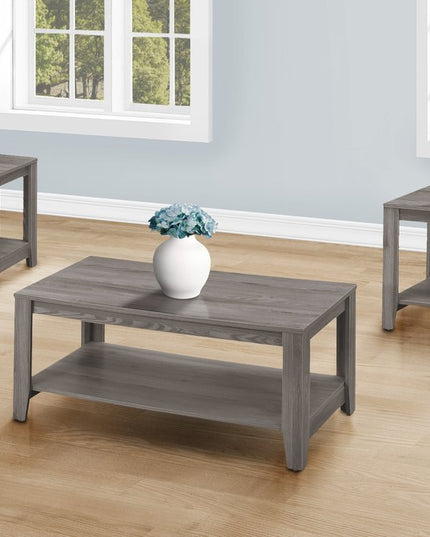 Set of Three 42" Gray Coffee Table With Shelf