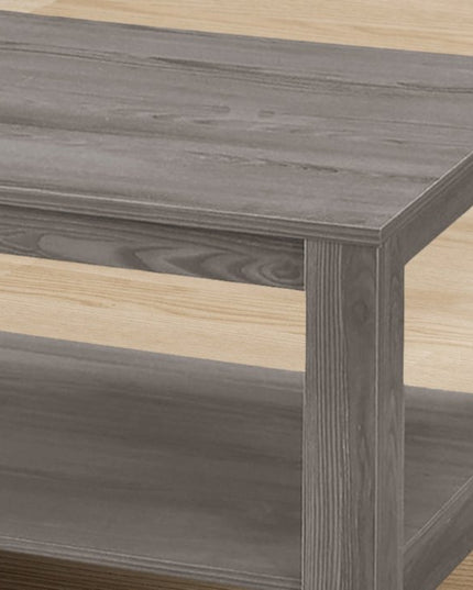 Set of Three 42" Gray Coffee Table With Shelf