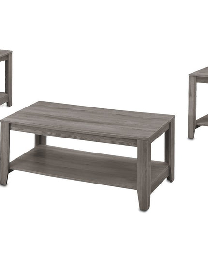 Set of Three 42" Gray Coffee Table With Shelf