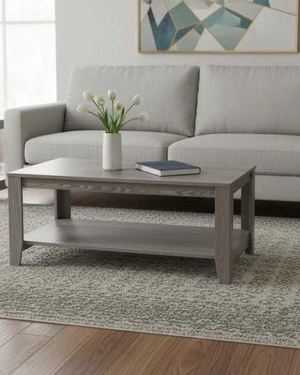 Set of Three 42" Gray Coffee Table With Shelf