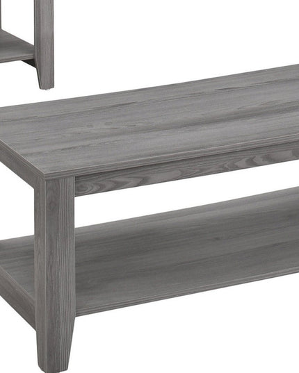 Set of Three 42" Gray Coffee Table With Shelf