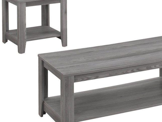 Set of Three 42" Gray Coffee Table With Shelf