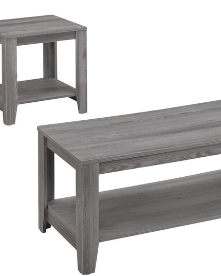 Set of Three 42" Gray Coffee Table With Shelf