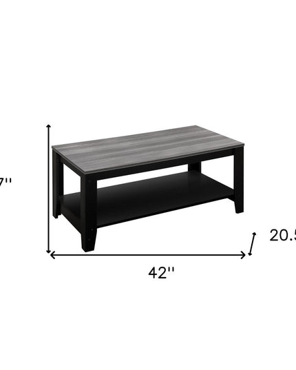 Set of Three 42" Gray And Black Coffee Table With Shelf