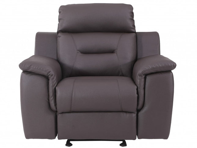 Three Piece Indoor Brown Genuine Leather Five Person Seating Set