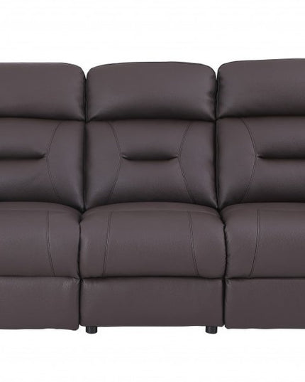 Three Piece Indoor Brown Genuine Leather Five Person Seating Set
