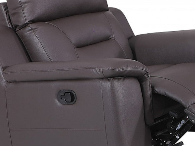 Three Piece Indoor Brown Genuine Leather Five Person Seating Set