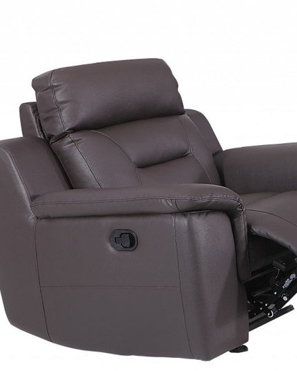 Three Piece Indoor Brown Genuine Leather Five Person Seating Set