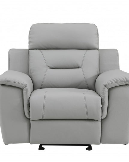 Three Piece Indoor Gray Genuine Leather Five Person Seating Set