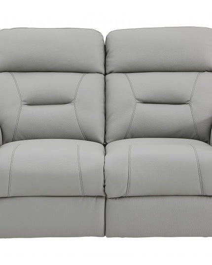 Three Piece Indoor Gray Genuine Leather Five Person Seating Set