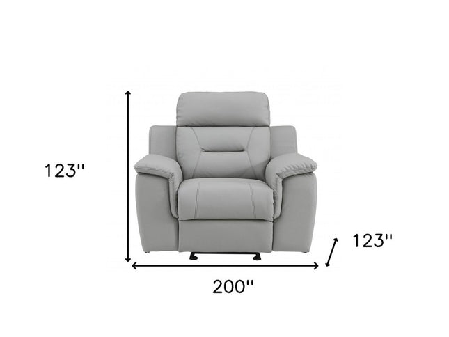 Three Piece Indoor Gray Genuine Leather Five Person Seating Set