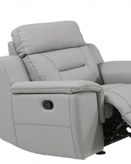 Three Piece Indoor Gray Genuine Leather Five Person Seating Set