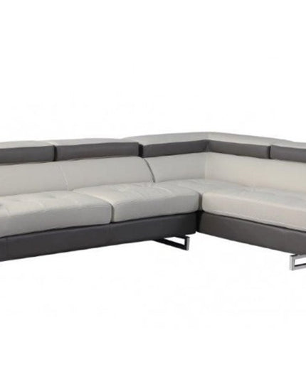Gray Leather L Shaped Two Piece Corner Sectional