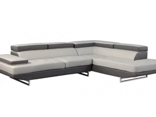 Gray Leather L Shaped Two Piece Corner Sectional