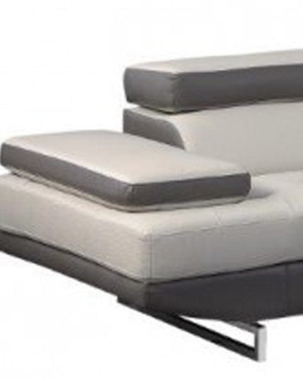 Gray Leather L Shaped Two Piece Corner Sectional