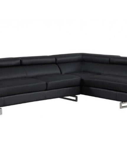 Black Leather L Shaped Two Piece Corner Sectional