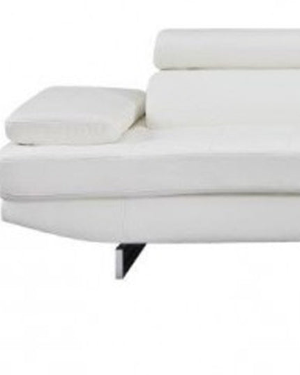 White Leather L Shaped Two Piece Corner Sectional