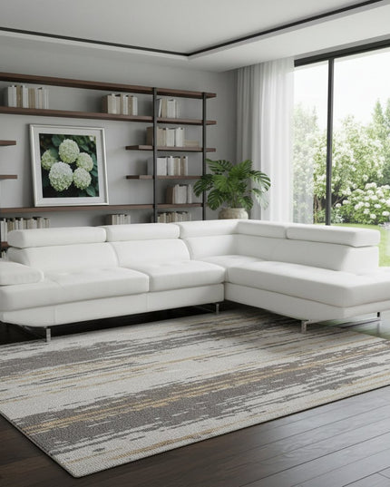 White Leather L Shaped Two Piece Corner Sectional