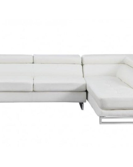 White Leather L Shaped Two Piece Corner Sectional