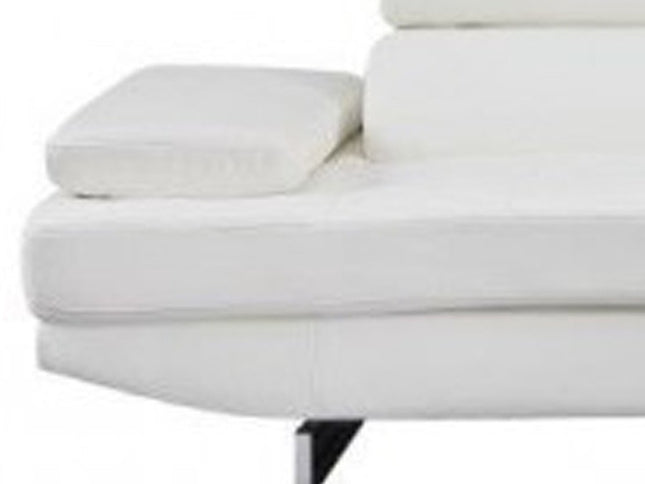 White Leather L Shaped Two Piece Corner Sectional