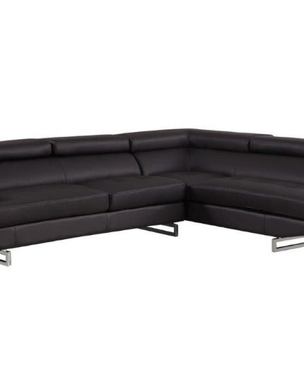 Brown Leather L Shaped Two Piece Corner Sectional