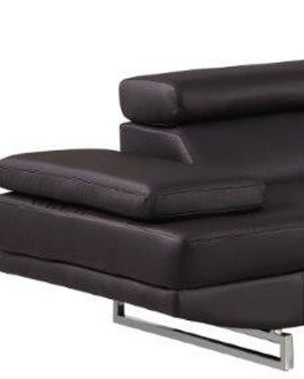 Brown Leather L Shaped Two Piece Corner Sectional