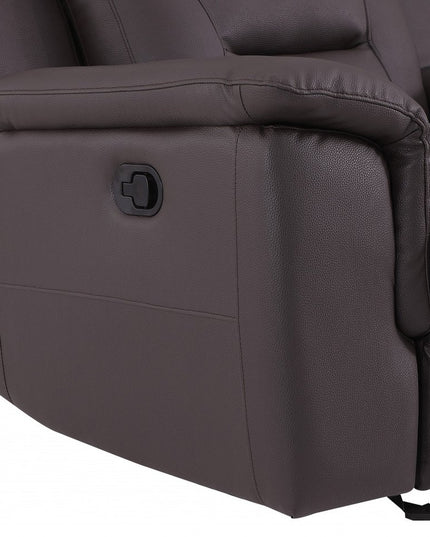 Two Piece Indoor Brown Genuine Leather Five Person Seating Set