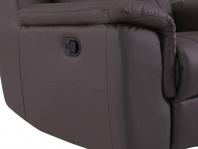 Two Piece Indoor Brown Genuine Leather Five Person Seating Set