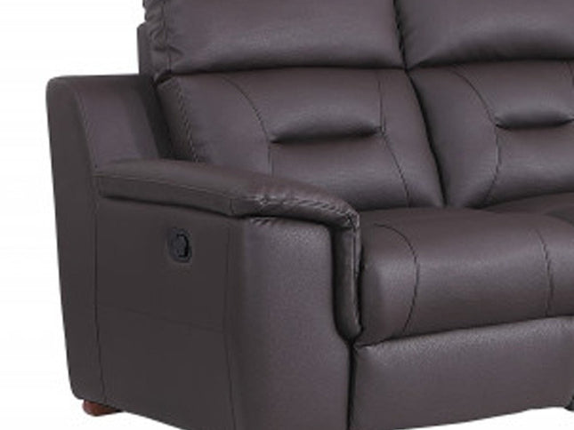 Two Piece Indoor Brown Genuine Leather Five Person Seating Set