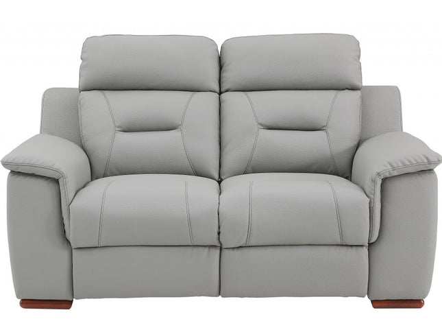 Two Piece Indoor Gray Genuine Leather Five Person Seating Set