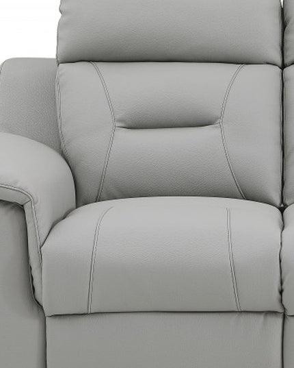 Two Piece Indoor Gray Genuine Leather Five Person Seating Set