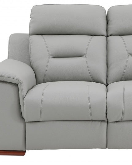 Two Piece Indoor Gray Genuine Leather Five Person Seating Set