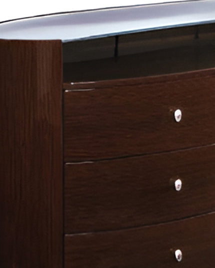 63" Brown Wood Six Drawer Dresser