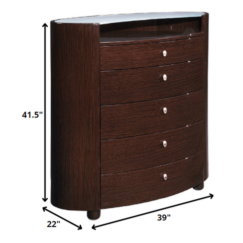 63" Brown Wood Six Drawer Dresser